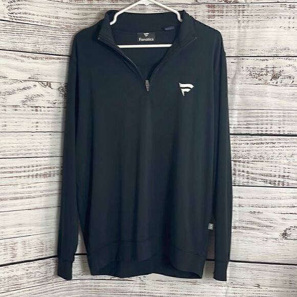 Fanatics Pullover Mens Size Medium 1/4 zip long sleeve Black Logo Sweatshirt - Picture 2 of 10